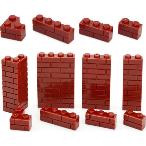 DIY Building Blocks Red-brown Wall Think Figures Bricks 1x2 1x4 L Dots Educational Compatible With 98283 Toys For Children