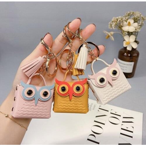 Creative Tassel Owl Bag Key Chain Cute Cartoon Fashion Bag Accessories Keychains Female Car Pendant Key Ring