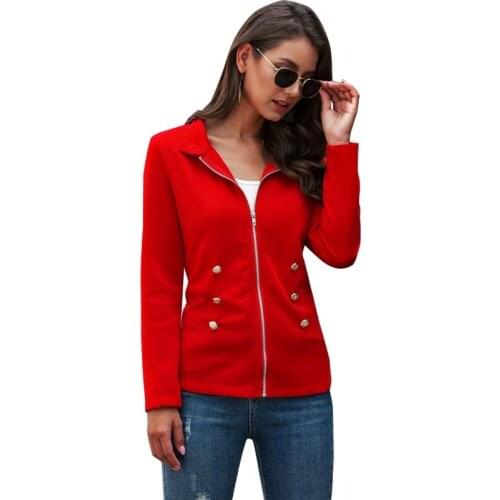 Autumn New Elegant Jacket Women Stand Collar Long Sleeve Jackets Zipper Tops Famale Streetwear Ladies Basic Short Coat