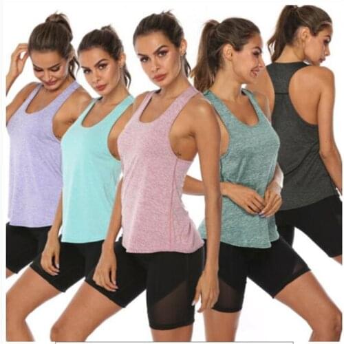 2020 Hot Summer Womens Sports Gym Racer Back Running Vest Fitness Jogging Yoga Tank Top Female Yoga Shirts Outfits 5 Colors S-XL