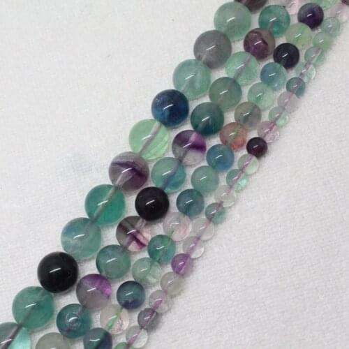 Mini.order is $7!6-12mm Natural Multicolor Fluorite Crystal Quartz Round DIY Jewelry Making Loose Beads 15"