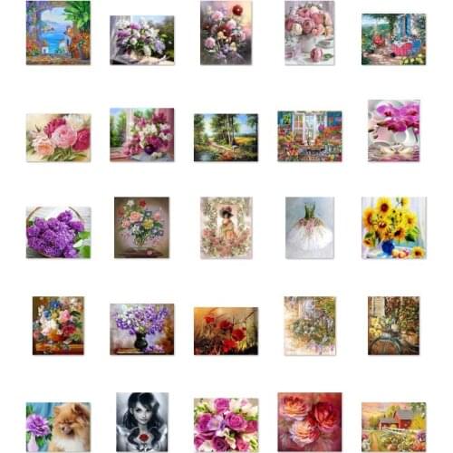 Red flowers 2 cross stitch kit people 18ct 14ct UNprinting11ct count print canvas stitches embroidery DIY handmade needlework