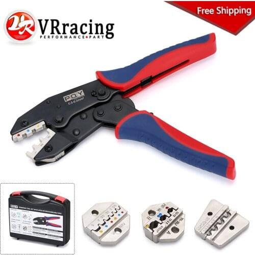 Wire Crimping Tool Set Ratchet Terminal Crimper 4 PCS Interchangeable Dies Fit For Heat Shrink Connectors 0.5-6.0mm² 20-10AWG