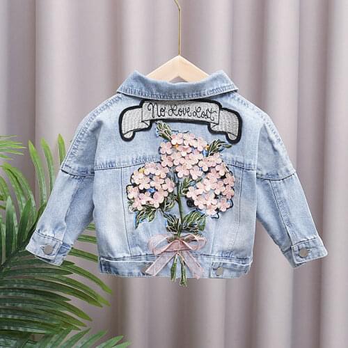 Spring/Autumn New 2021 Girls Jacket Denim Jacket Korean Loose Casual Childrens Jacket Baby Clothes Top Coat for Girl