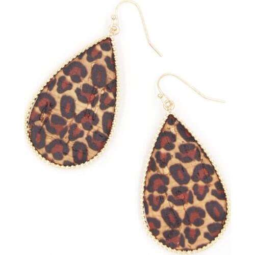 New Leopard Fish Wood Grain Statement Tear Water Drop Earrings For Women