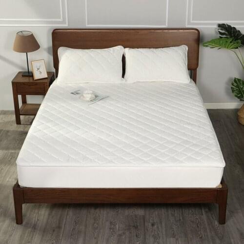 New Arrival Solid Color White Thicken Velvet Quilted Mattress Cover Queen Customized Plush Bed Cover Not Included Pillowcase