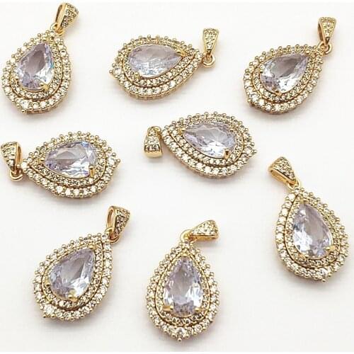 New Arrival! 30x15mm 20pcs Cubic Zirconia Drop Charm For Handmade Necklace Earring Parts DIY Accessories,Jewelry Findings