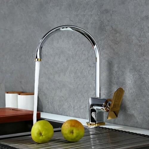 New Europe style Gold and chrome Kitchen sink faucet brass faucet hot and cold sink tap Water Tap