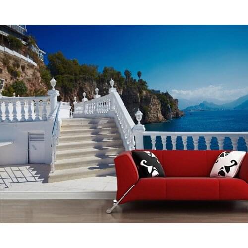 Papel de parede Beautiful balcony with sea view landscape 3d wallpaper,living room TV wall bedroom wall papers home decor mural