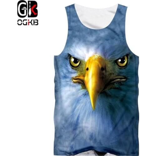 OGKB Hombre Tank Top New Fitness 3D Vest Printing Yellow eagle personality 5XL Clothes Unisex Summer Vest Dropshipping