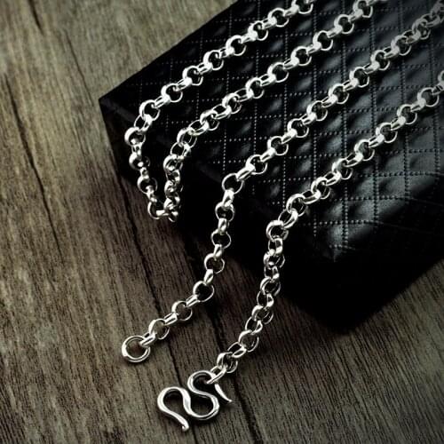 100%S925 silver necklace of pearls manually sweater chain bracelet chain female silver male Collarbone chain wholesale
