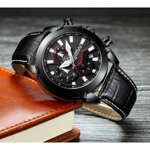 Relogio Masculino 2018 CRRJU Fashion Mens Sport Quartz Watches Men Chronograph Date Clock Man Military Leather Waterproof Watch