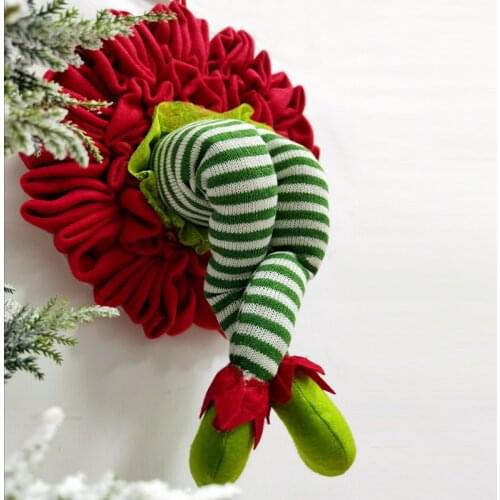 Christmas Wreath Front Door Decor Hanging Elf Leg Santa Tree Home Party Plush Garland for Wall Window 52cm Halloween Decorate