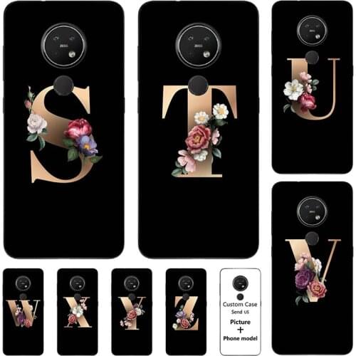 Flower 26 English Case For Nokia 3.4 5.3 For Nokia 6.2 7.2 Name Letters Custom Initial Soft Silicone Phone Cover Capa