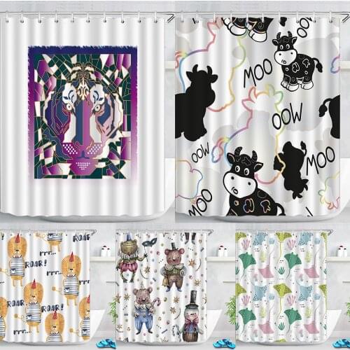 Shower Curtain Animals Fishes Shower Curtain Waterproof Cat Curtains for Kitchen Octopus Bathroom Curtain 240 Cm for Curtains