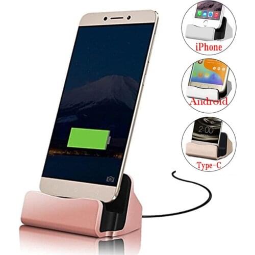 Type C Charger Dock Station for Samsung A50 A70 A20 A80 M20 M30 A30 A40 A60 iPhone 7 8 Plus Micro USB Stand charging desktop