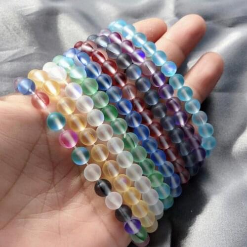 10pcs Colorful Crystal Beads Frosted Beads Elastic Beaded Bracelet Men and Women Couple Bracelet Glass Yoga Bracelet for Women