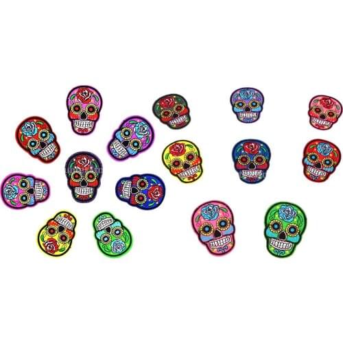 16pc Iron/Sew On Patches SUGAR SKULL Embroidery Clothes Patch Motif Applique