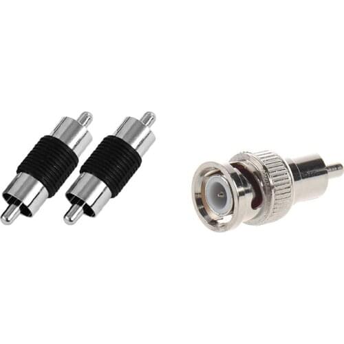 2 Pieces RCA Male to Male RCA Coupler Connector Adapter & 2 Pcs BNC Male to RCA Male RF Coaxial Connector Adapter