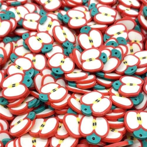 20Pcs/lot 20mm Red Apple Beads Flakes Clay Beads Polymer Spacer Beads For Jewelry Making DIY Bracelet Hairpin #A89-16