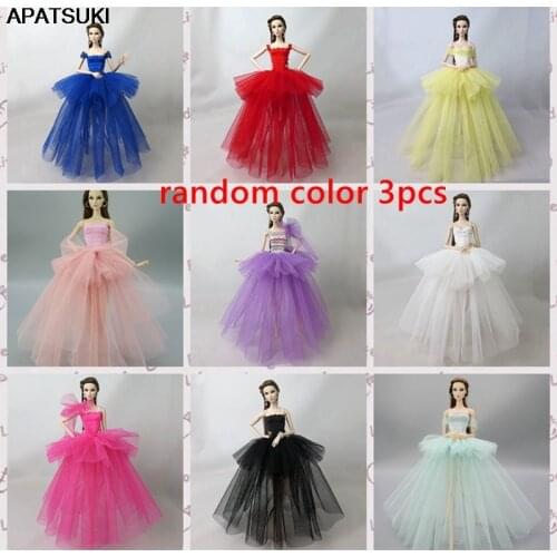 3pcs/lot Fashion Costume Clothes For Barbie Doll Dress Multi-layer Party Dresses Outfits For 1/6 Doll Accessories Kids Toy