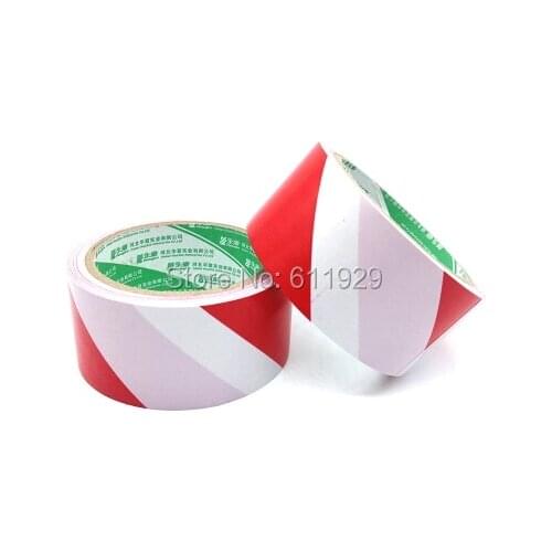 Free shipping red white warning tape/adhesive tape 4.8 cm width,20 yards a lot/carton sealing tape/packing ribbon/PVC floor tape