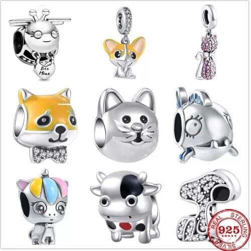 New 925 Sterling Silver Bag Lipstick High Heels Dress Rose Dangle Beads Fit Original Charms Pandora Bracelet Bead Jewelry making