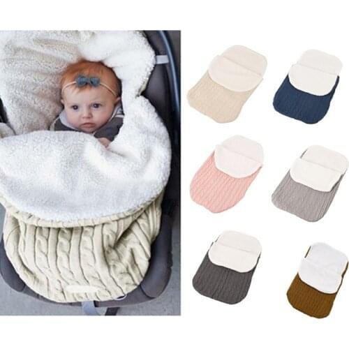 Baby Sleeping Bag Infant Winter Warm Thickening Plus Velvet Knit Warm Sleeping Bag Wool Stroller Sleeping Bag