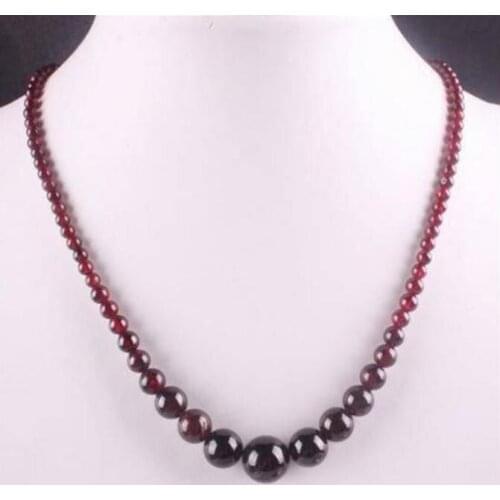 Garnet Round garnet stone Beads Necklace 18"Natural 6-12mm+++++ drop Shipping