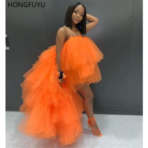 HONGFUYU Sexy Tulle High-Low Puffy Prom Party Dresses Custom Strapless vestidos de graduación Ball Gown Evening Dress платье