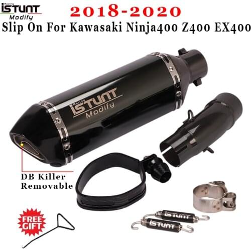 Slip on Motorcycle Exhaust Silencer Modified GP Escape Muffler Middle Link Pipe For Kawasaki Z400 EX400 Ninja400 2018 2019 2020