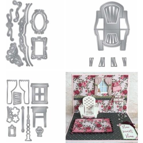 Chair Window Toilet Mirror Set Metal Cutting Dies Stencils for DIY Scrapbooking Embossing Decoration Card Crafts Die New 2019