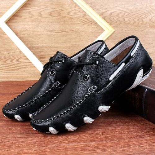Spring New Peas Shoes Mens Handmade Soft-Soled Casual Shoes Trend Lazy Shoes British Style Business Small Leather Shoes