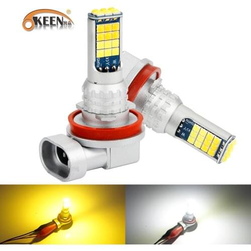 OKEEN 2pcs 2000LM Dual Color 30W Fog Lamp H1 H7 H3 H4 LED Canbus H11 9005 9006 880 LED Fog Light Bulb White Yellow 40W Auto Lamp