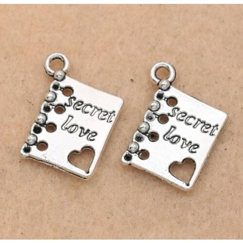 10pcs Tibetan Silver Plated Secret Love Book Charm Pendant for Bracelet Necklace Jewelry DIY Making Accessories 15x12mm