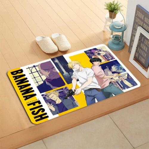 Custom Banana.Fish Anime Doormat Floor/Bath/Kitchen/Beach Mat Flannel Sponge Fabric 3D Printed Shaggy Decoration For Bedroom