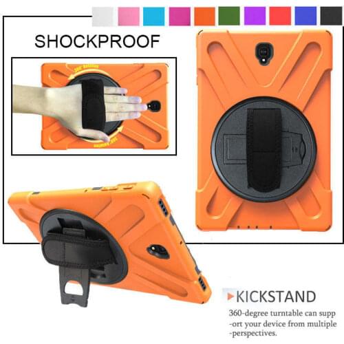 Shockproof Kids Case For Samsung Galaxy Tab S4 10.5 T830 T835 SM-T837 Cover Kickstand Silicone Rubber Armor Case+Hand Strap Capa