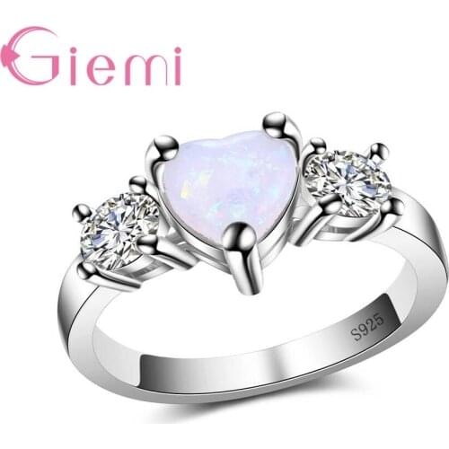 Romantic Jewelry 100% Natural Silver Color Rings White Love Heart Zircon Stone Engagement Wedding Rings For Women Sister
