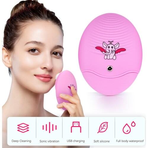 Deep Facial Cleansing Brush Fast Charging Soft Silicone Skin Blackhead Remover Pore Cleaner Face Massage Vibration Beauty Device