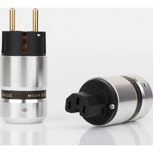 Pair Hi-end 24K Gold Plated EUR Schuko,AC EU Power Plug, IEC Connector plug, Hifi Electrical Plug