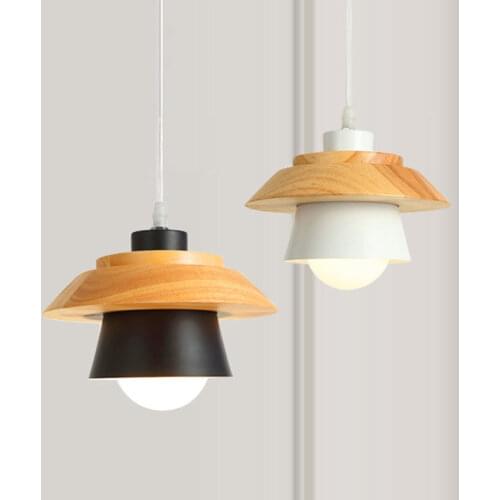 Nordic Wooden Pendant Lights Spot Led Black White Scandinavian Style Restaurant Dining Room Bedside Home Decor Indoor Lighting