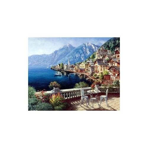 Needlework,Scenic Leisure mountain beach house Unprinted Embroidery,DIY Aida Cross stitch kits,Art Pattern Cross-Stitching Decor
