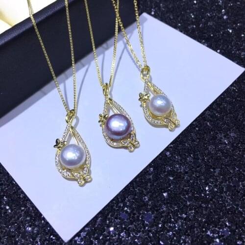 YIKALAISI 925 sterling silver jewelry for women 100% natural 8-9mm freshwater pearl choker pendant 2018 new fashion Wholesale