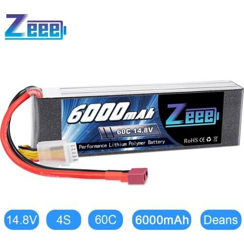 Zeee Lipo Battery 14.8V 60C 6000mAh Deans Plug 4S Lipo Battery for RC Plane FPV RC Boat Car Truck Helicopter