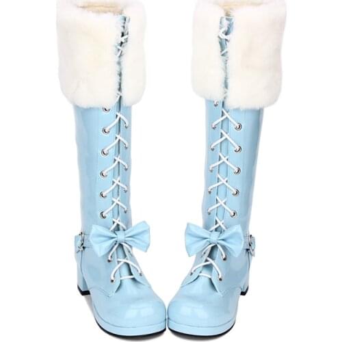 Angelic imprint New Fashion Lolita style Knee High Winter Boots for Women Short Plush worm shoes size 35-46 8003