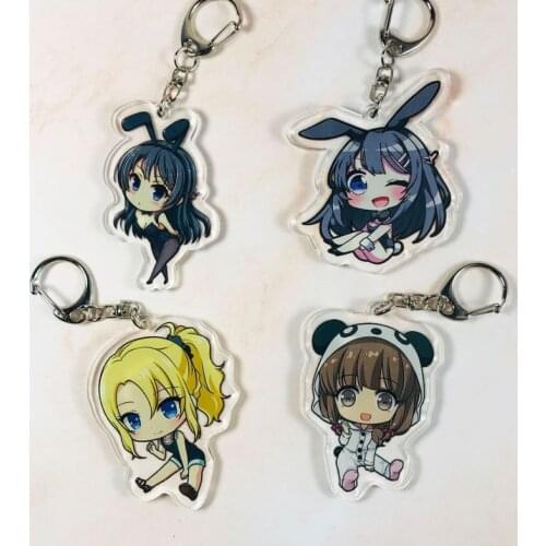 1pc Seishun Buta Yarou wa Sakurajima Mai Kigurumi Azisagawa Sakuta Sakurajima Mai acrylic key chain Keyrings