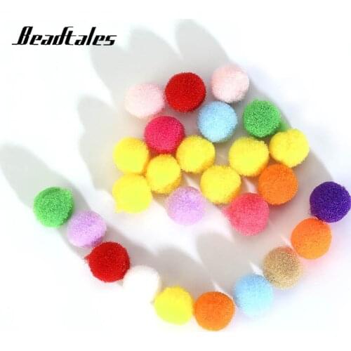 100pcs/lot Large Round Pompoms Plush Fabric Velvet Balls Bright Color Suitable For Earrings Hair Clips DIY Jewelry