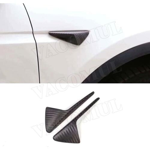 2PCS Carbon Fiber Front Side Camera Fender Marker Cover Side Grille Trim Badge Stickers For Tesla Model 3 S X 2013-2019