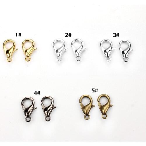 20pcs/lot 10mm Fashion Jewelry Clasps Alloy bronze/gold Color/gunblack/rhodium/silver Color Lobster clasp Jewely Findings UF112
