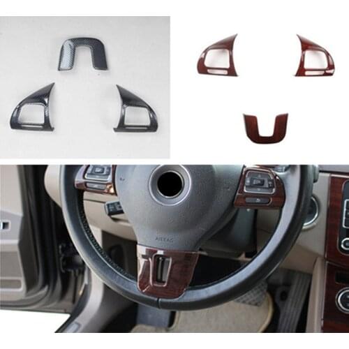 3pcs/lot Car stickers ABS carbon fiber grain steering wheel decoration cover for 2012-2015 VW Volkswagen Passat B7 CC